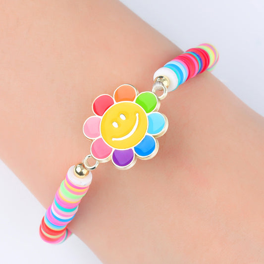 Peace, Love & Happiness Bracelet- Happy Flower