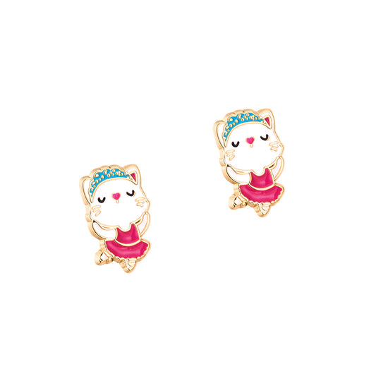 Ballerina Kitty Stud Earrings
